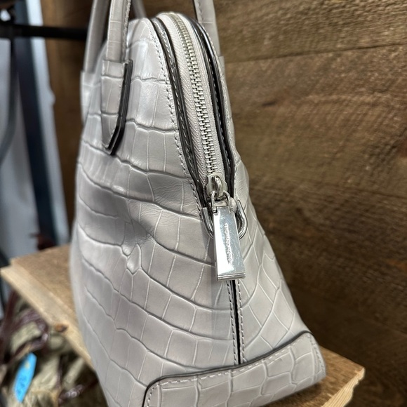Michael Kors Gray Croc-Embossed Satchel with Chain Strap - Picture 6 of 11